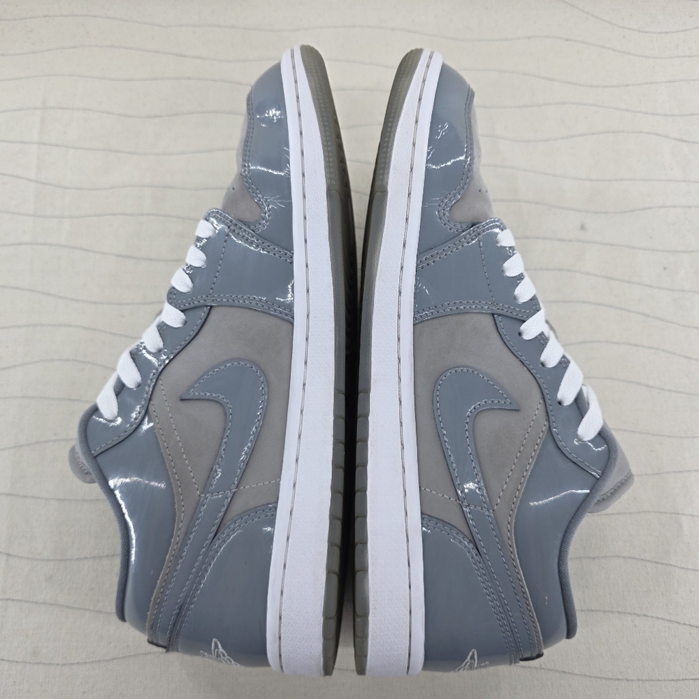 Air Jordan Mens 1 SE Low Patent Cool Grey White Sneakers Shoes HF3148-011 Sz 8.5 - Picture 8 of 13